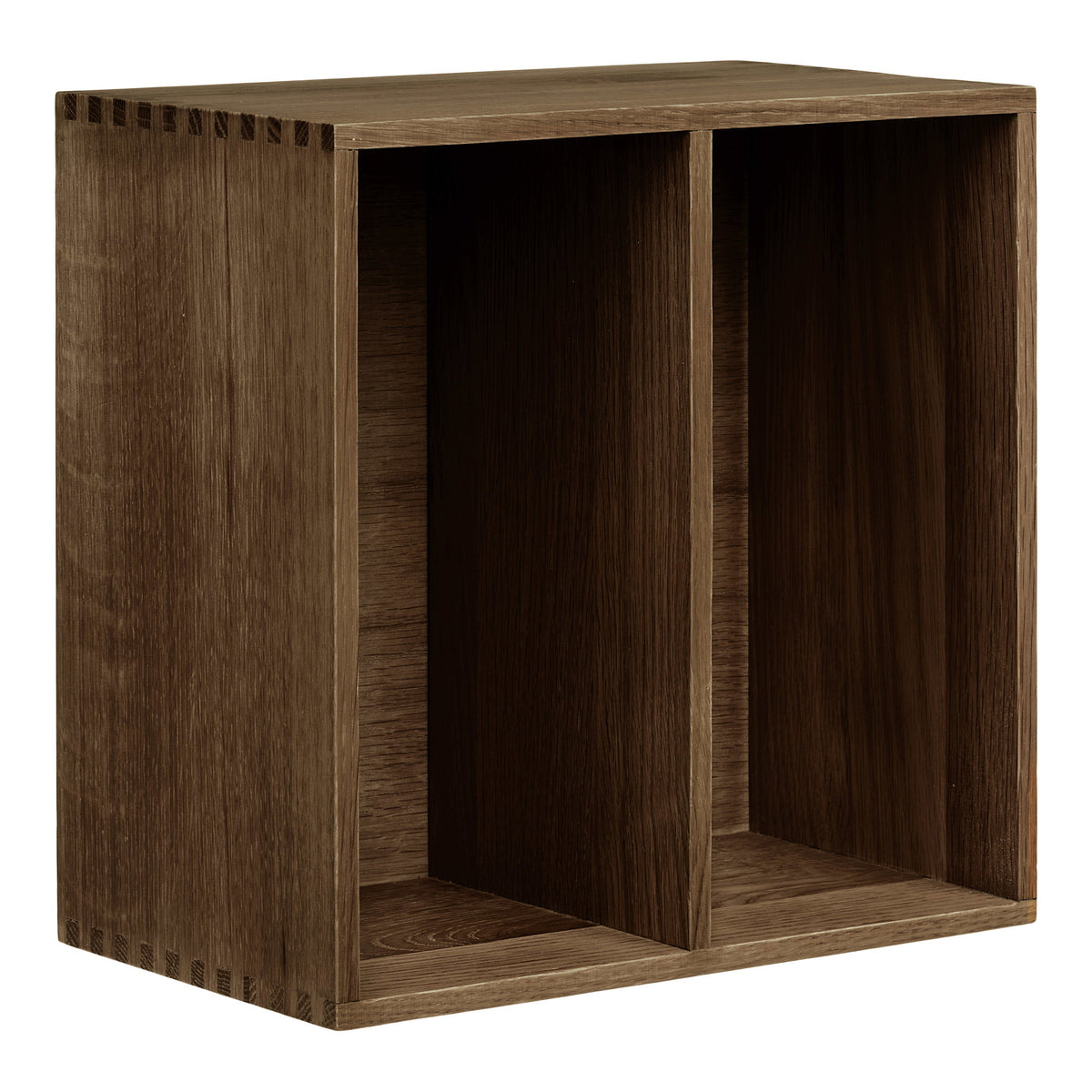 Alma Wandregal mit vertikalen Fächern – Eiche Dunkelbraun, 30 × 18 × 30 cm – Ansicht 2