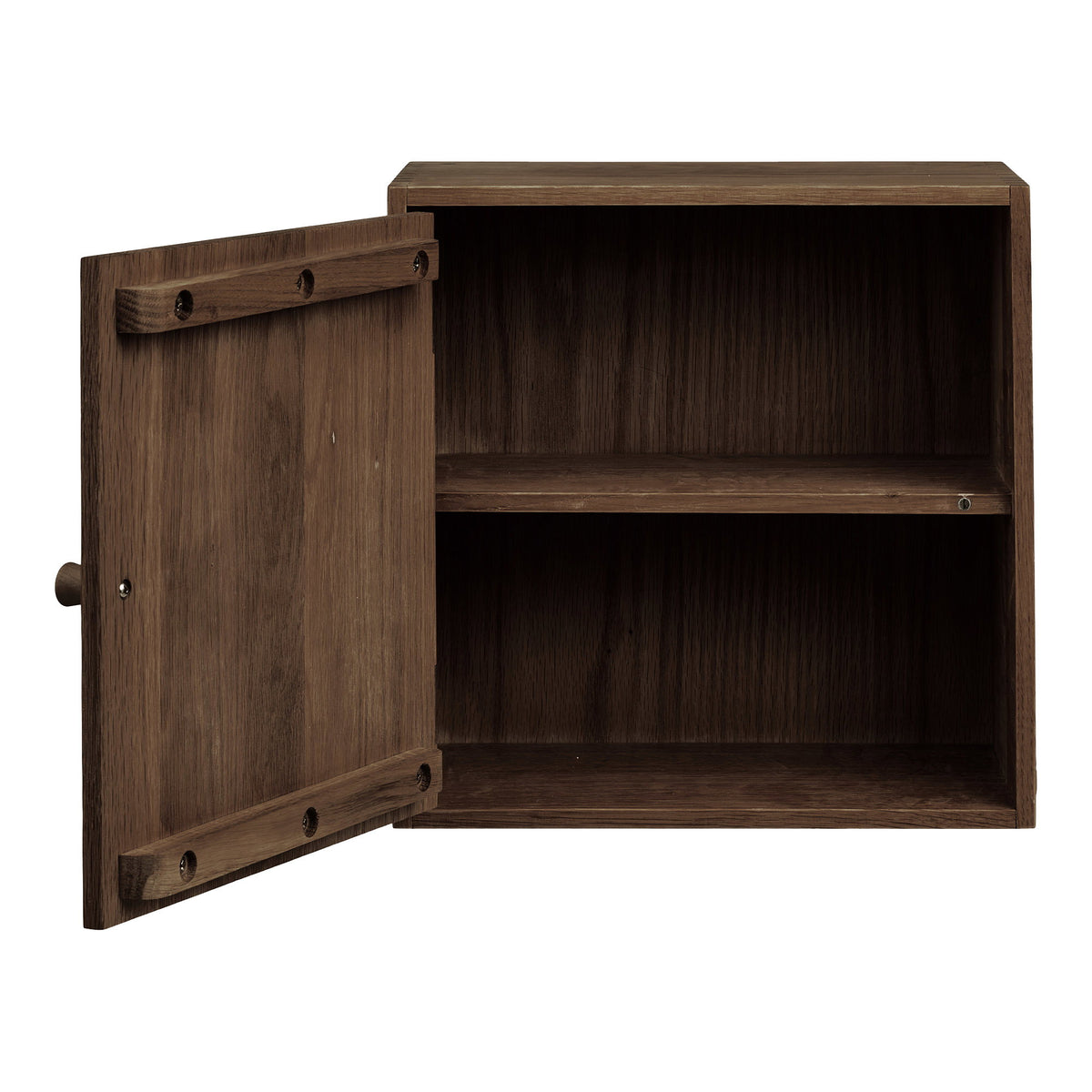 Alma Wandregal mit Tür – Eiche Dunkelbraun, 30 × 18 × 30 cm – Ansicht 3