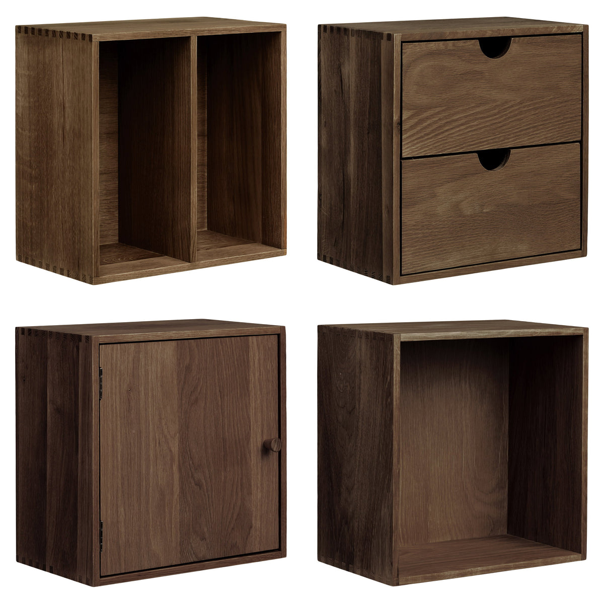 Alma Wandregal 4er-Set – Eiche Dunkelbraun von Luiva Living
