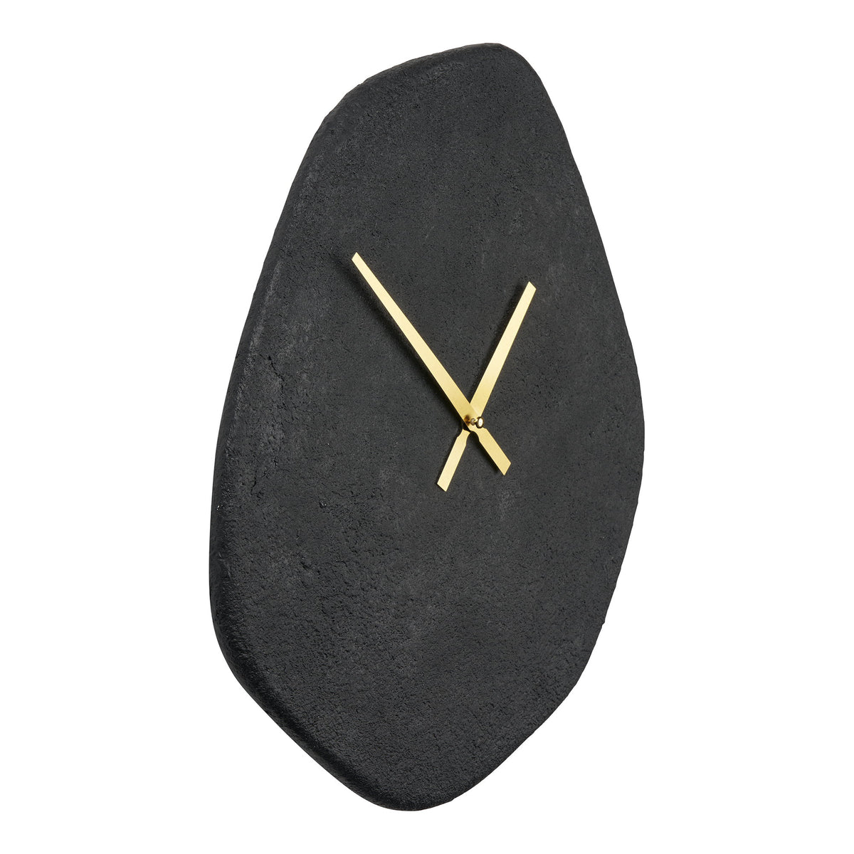 Gideon Wanduhr in organischer Form – Zement Schwarz, 38 × 45 cm – Ansicht 2