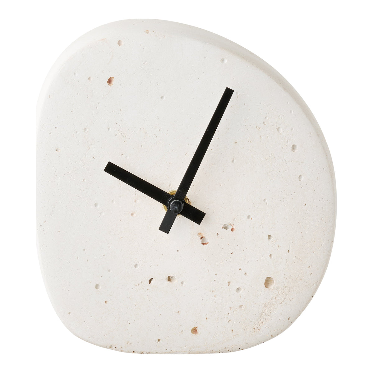 Eva Tischuhr in organischer Form – Zement Weiß, 14 × 15 cm von Luiva Living