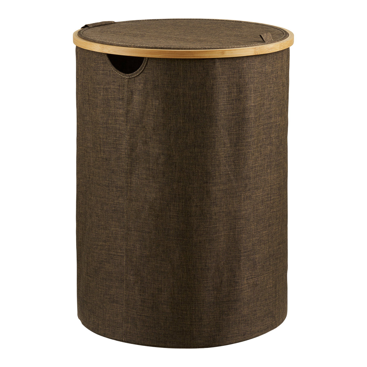 Sven Wäschekorb rund – Bambus/Textil Braun, ø 45 × 60 cm von Luiva Living