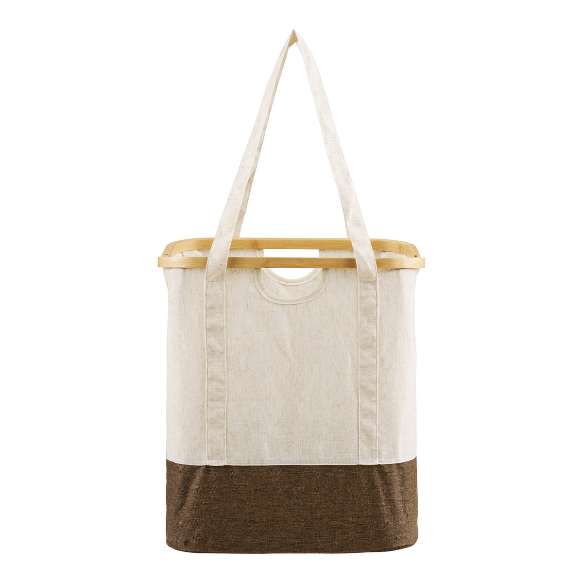 Sven Wäschesack – Bambus/Textil Cremeweiß/Braun, 40 × 30 × 45 cm – Ansicht 2