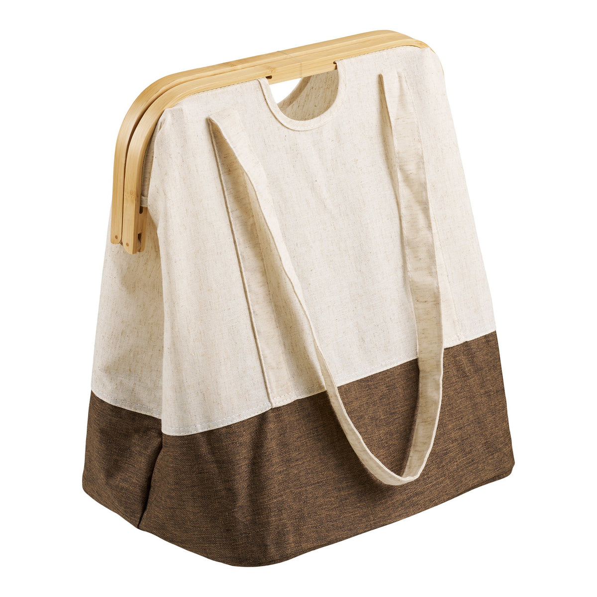 Sven Wäschesack – Bambus/Textil Cremeweiß/Braun, 40 × 30 × 45 cm – Ansicht 3
