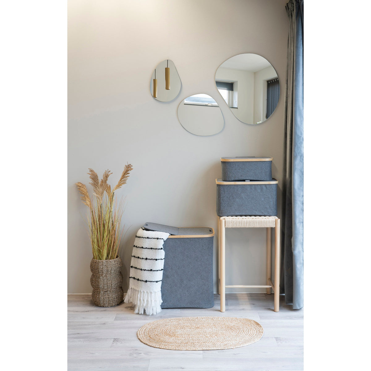 Sven Wäschekorb – Bambus/Textil Dunkelgrau, 54 × 33 × 54 cm – Ansicht 6