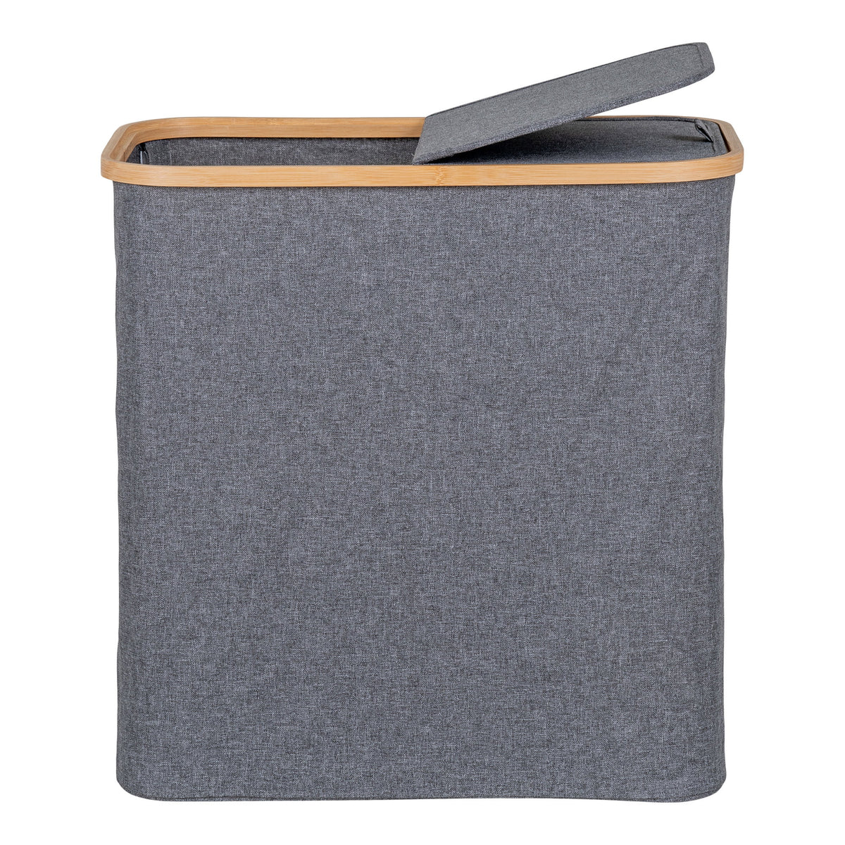 Sven Wäschekorb – Bambus/Textil Dunkelgrau, 54 × 33 × 54 cm – Ansicht 2