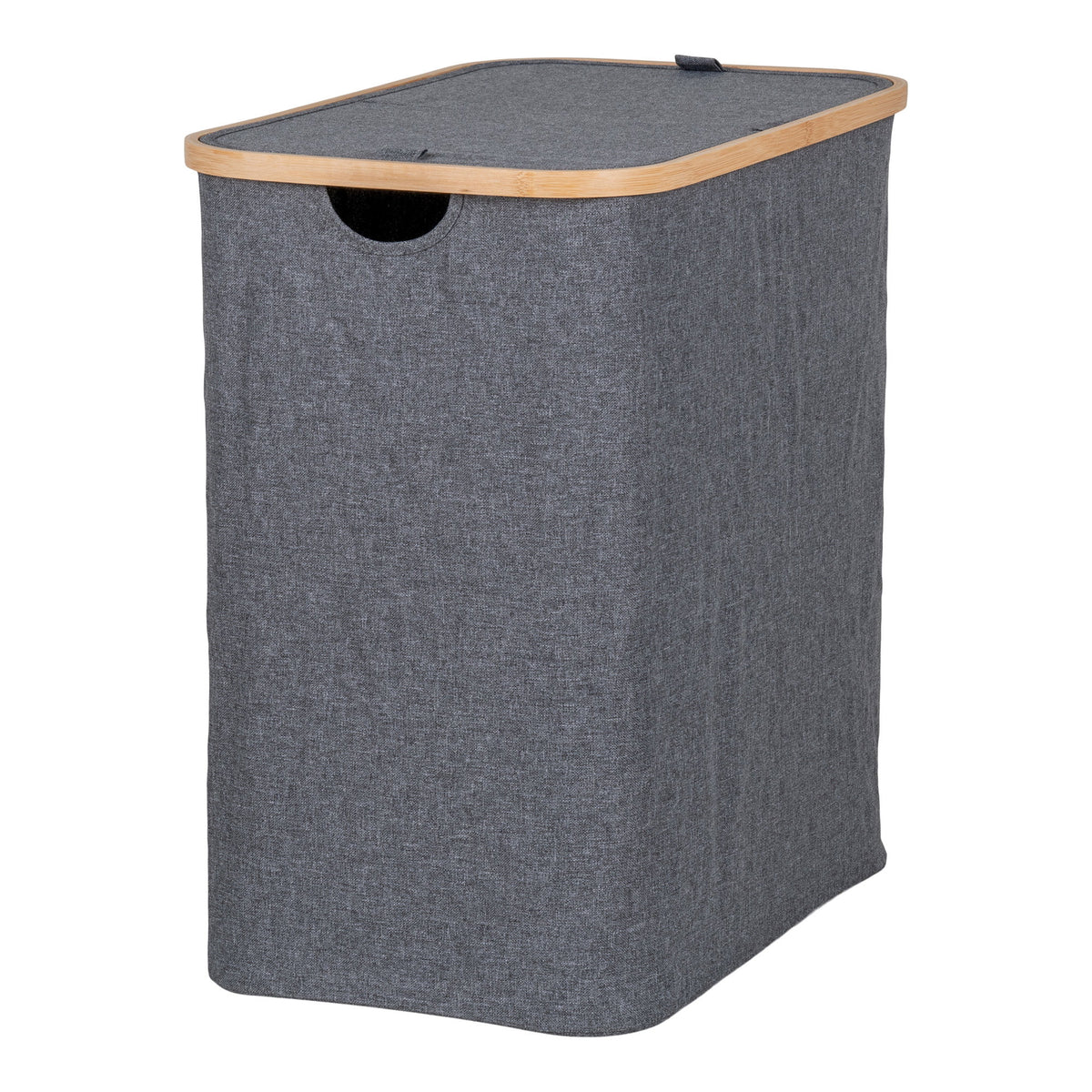 Sven Wäschekorb – Bambus/Textil Dunkelgrau, 54 × 33 × 54 cm – Ansicht 3
