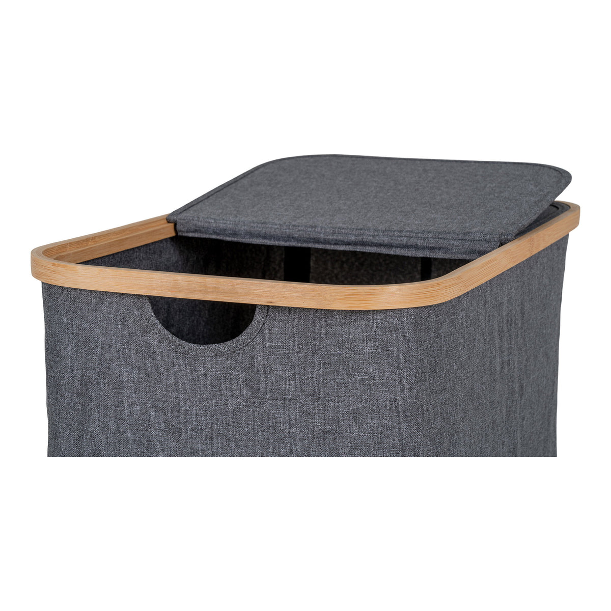 Sven Wäschekorb – Bambus/Textil Dunkelgrau, 54 × 33 × 54 cm – Ansicht 5