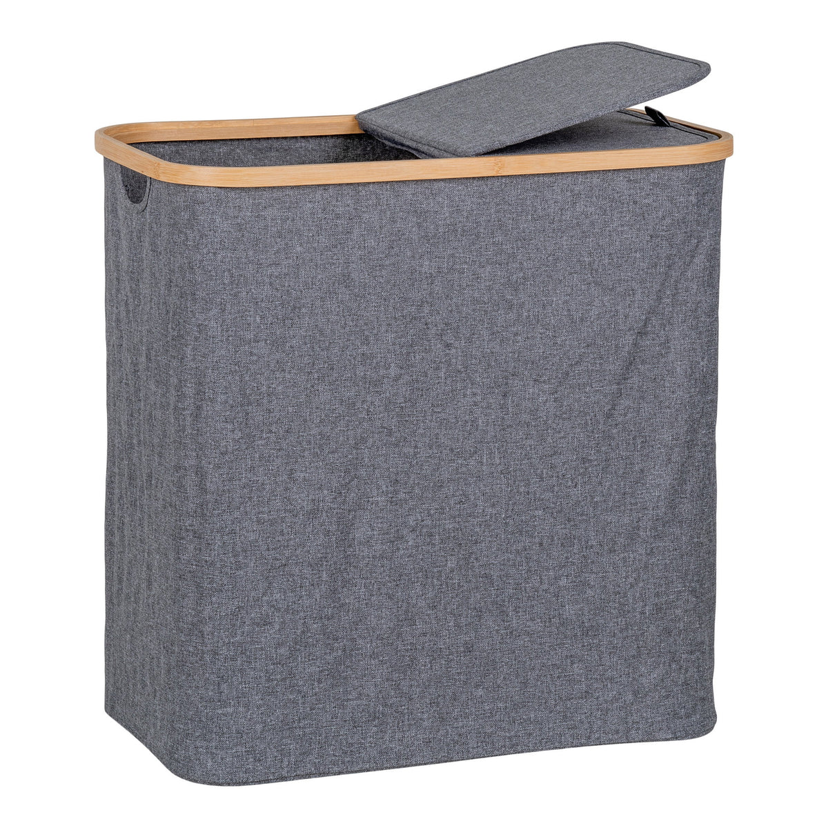 Sven Wäschekorb – Bambus/Textil Dunkelgrau, 54 × 33 × 54 cm von Luiva Living
