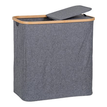 Sven Wäschekorb – Bambus/Textil Dunkelgrau, 54 × 33 × 54 cm von Luiva Living