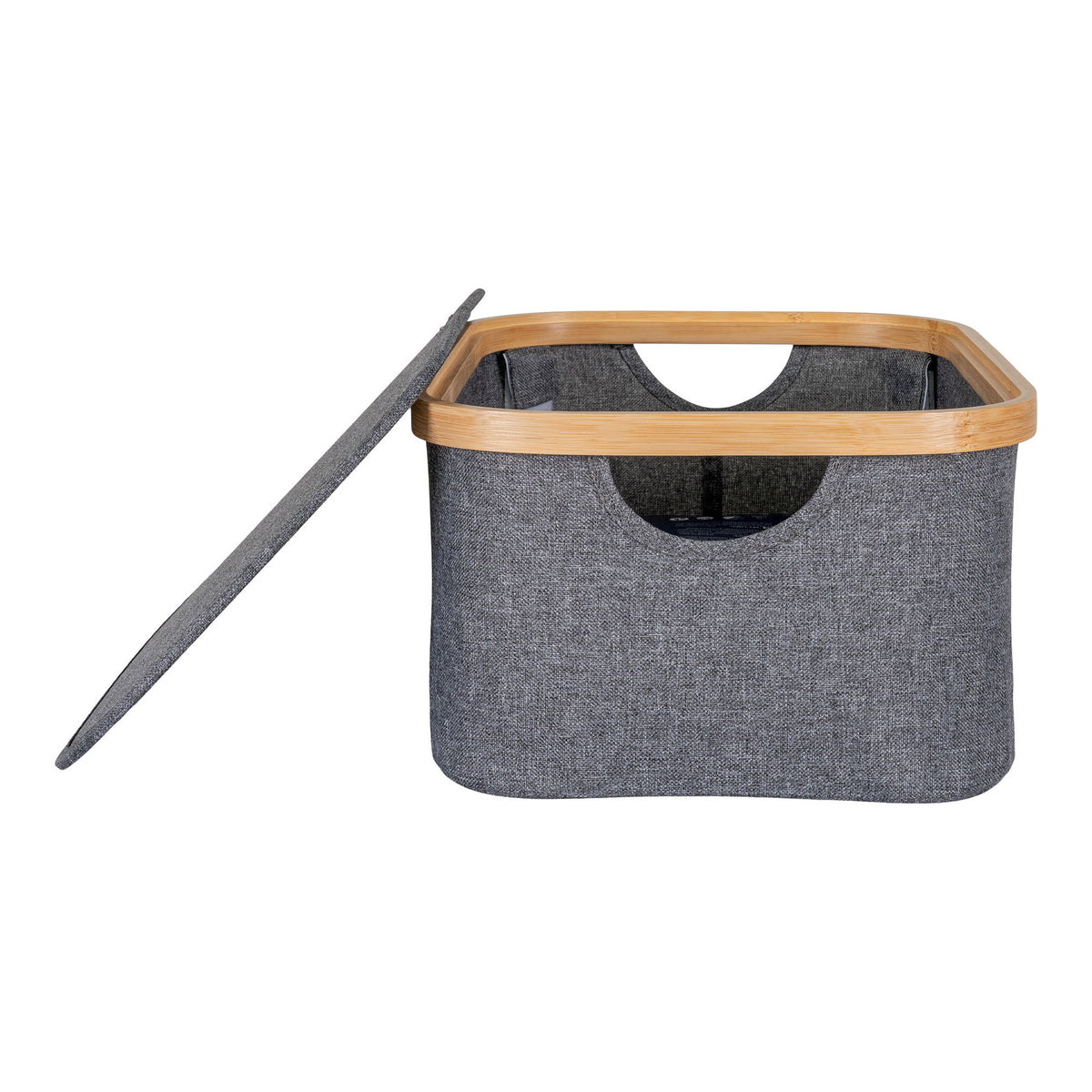 Sven Korb – Bambus/Textil Dunkelgrau, 38 × 26 × 16 cm – Ansicht 2