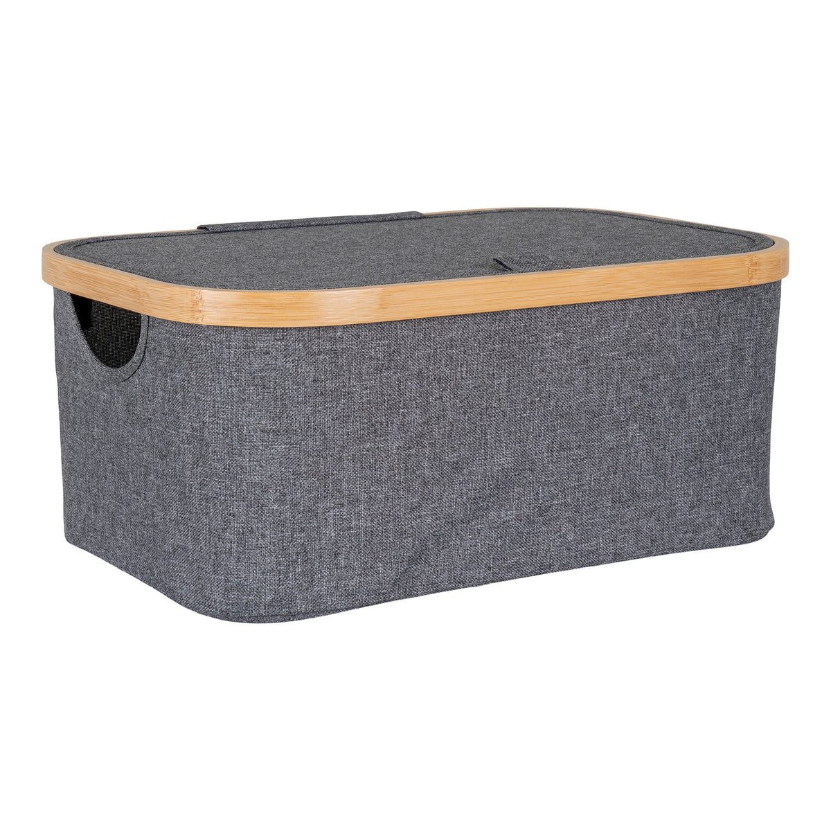 Sven Korb – Bambus/Textil Dunkelgrau, 38 × 26 × 16 cm von Luiva Living