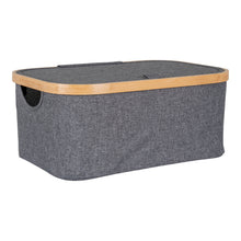 Sven Korb – Bambus/Textil Dunkelgrau, 38 × 26 × 16 cm von Luiva Living