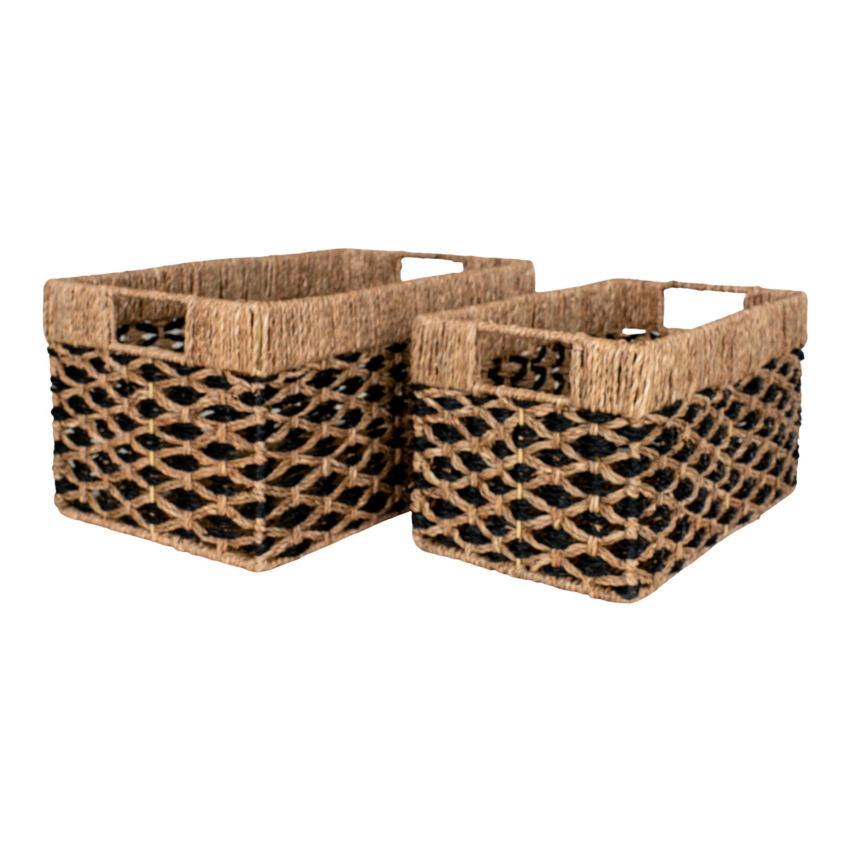 Annika Korb 2er-Set – Seegras Schwarz/Natur von Luiva Living
