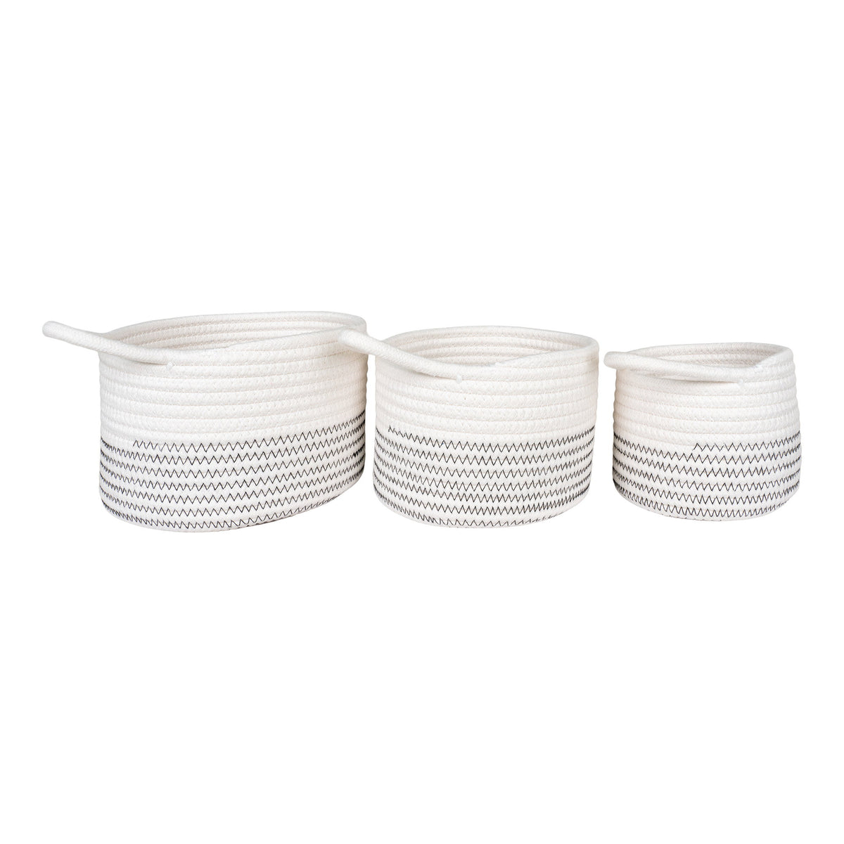 Aila Korb 3er-Set – Baumwolle Weiß/Grau von Luiva Living