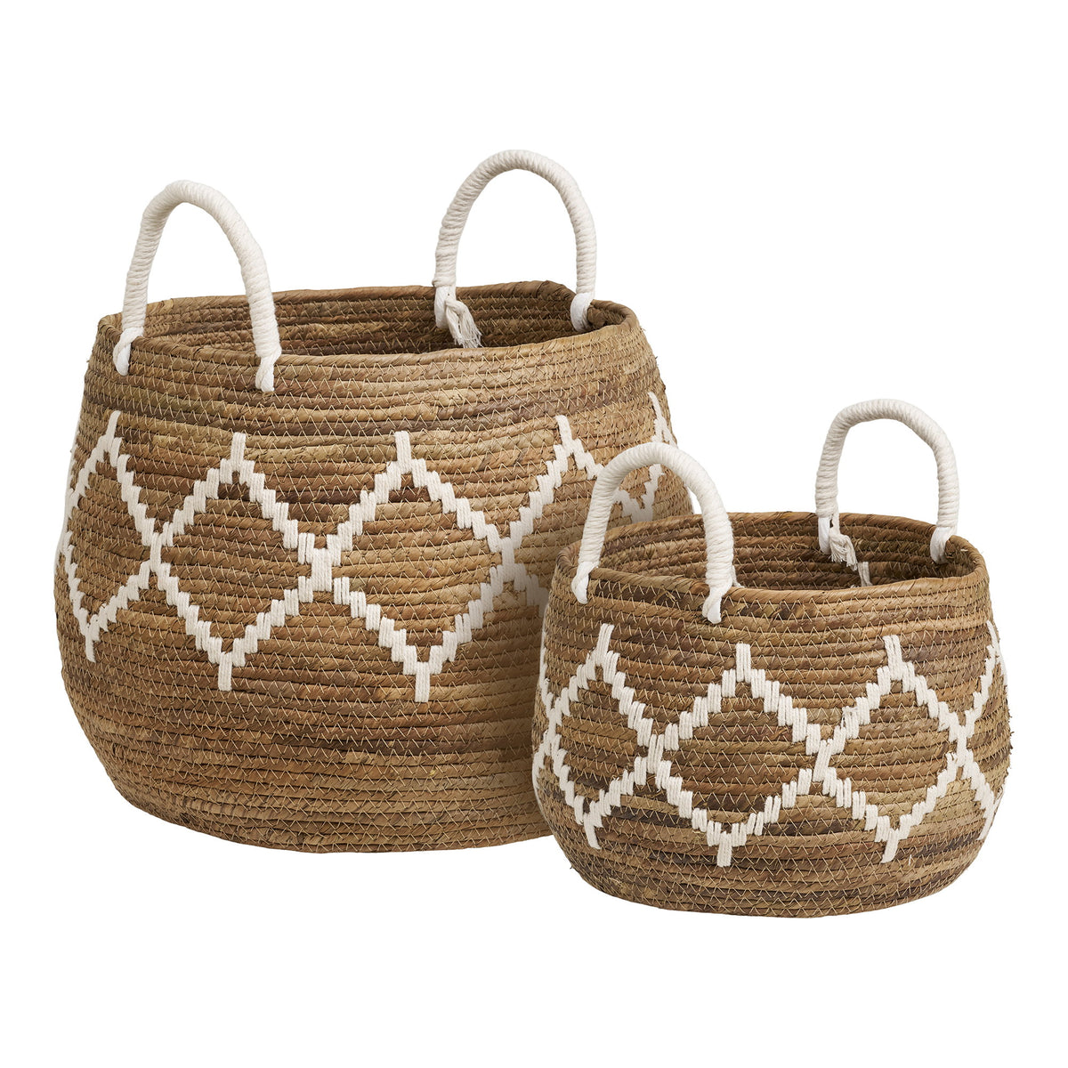 Dante Korb 2er-Set – Bananenblatt Natur/Cremeweiß von Luiva Living