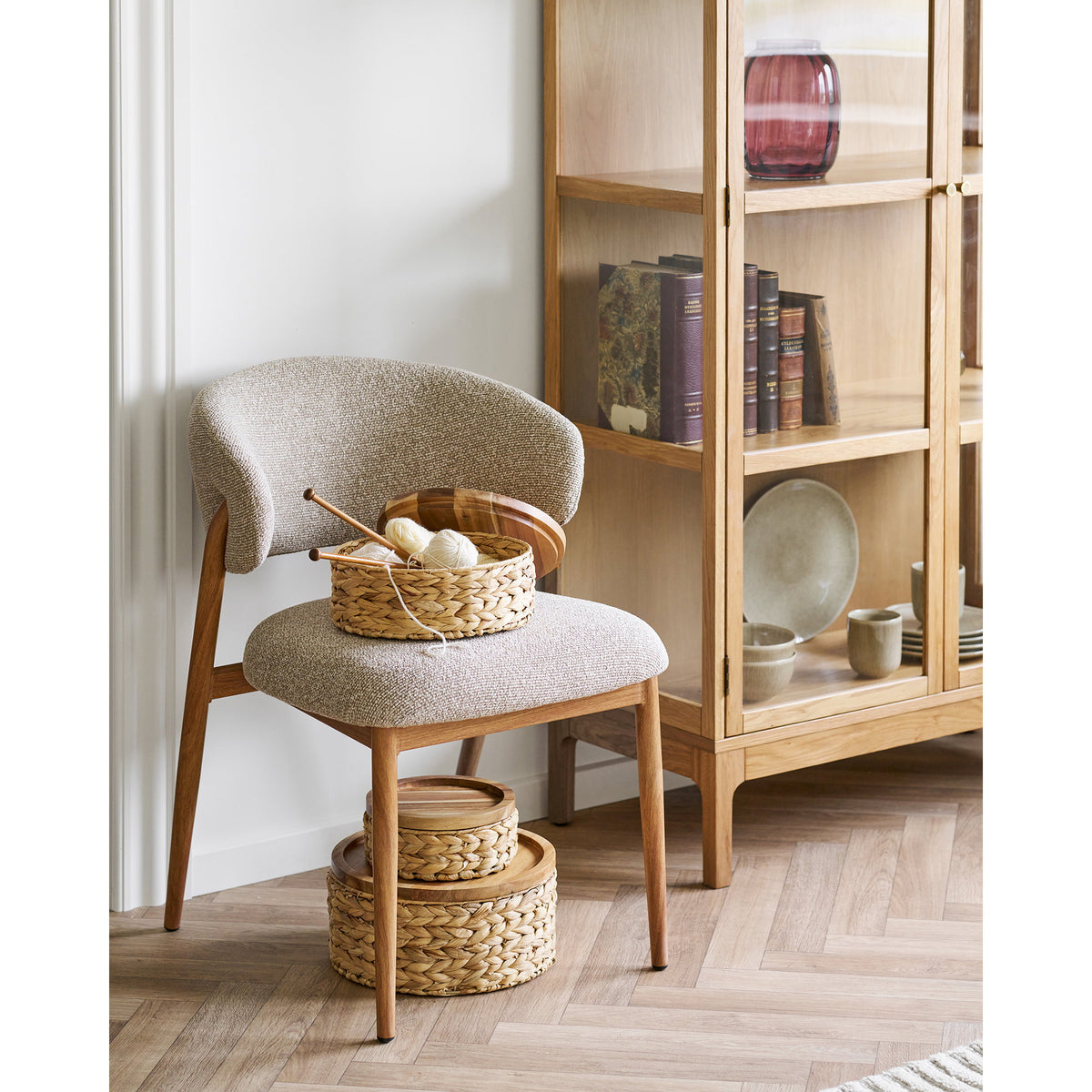 Berit Korb 3er-Set mit Holzdeckel – Wasserhyazinthe Natur – Ansicht 5