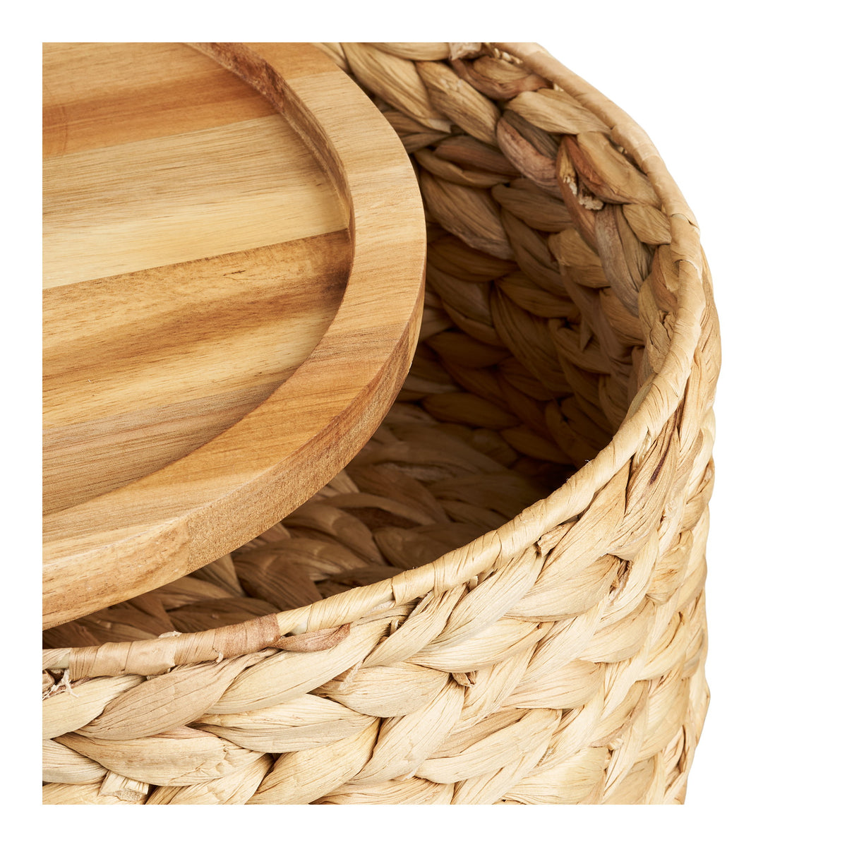 Berit Korb 3er-Set mit Holzdeckel – Wasserhyazinthe Natur – Ansicht 3
