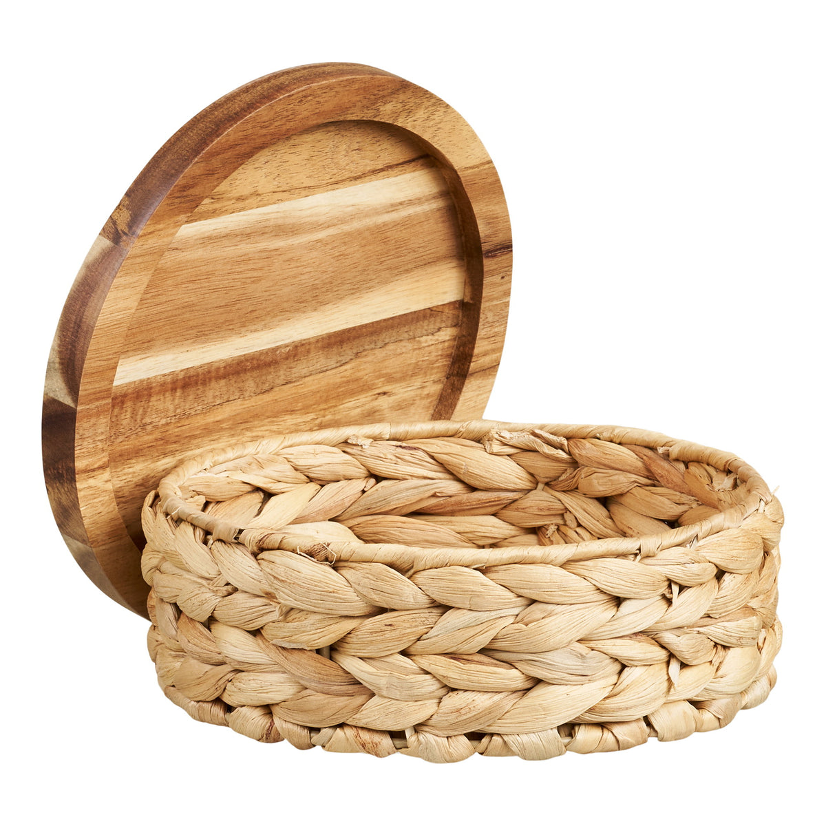 Berit Korb 3er-Set mit Holzdeckel – Wasserhyazinthe Natur – Ansicht 4