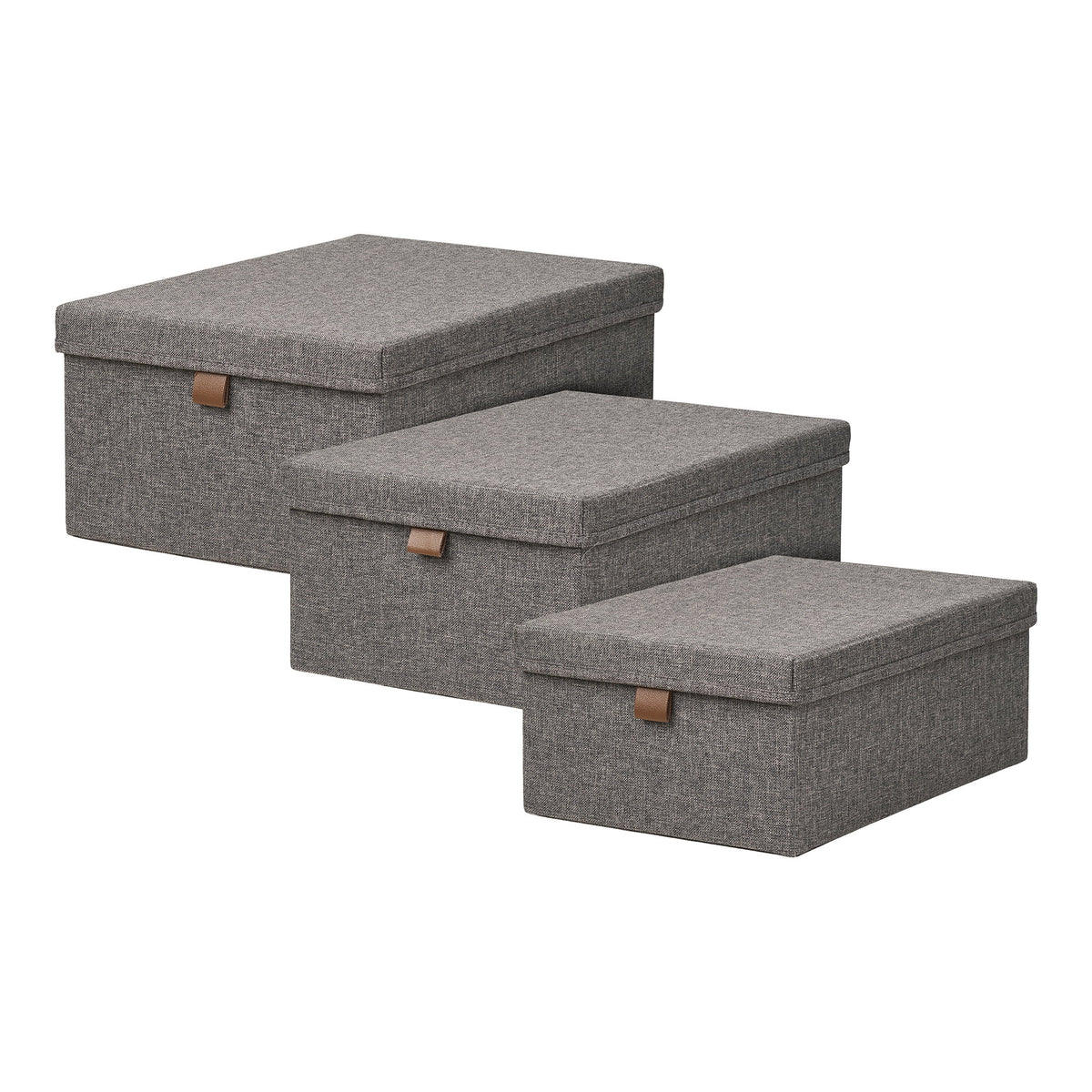 Sven Aufbewahrungsbox 3er-Set – Textil Dunkelgrau von Luiva Living
