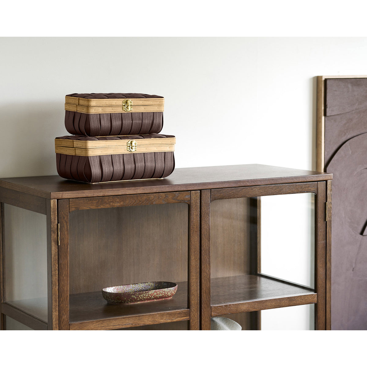 Yngve Korb 2er-Set – Holzoptik Braun – Ansicht 7