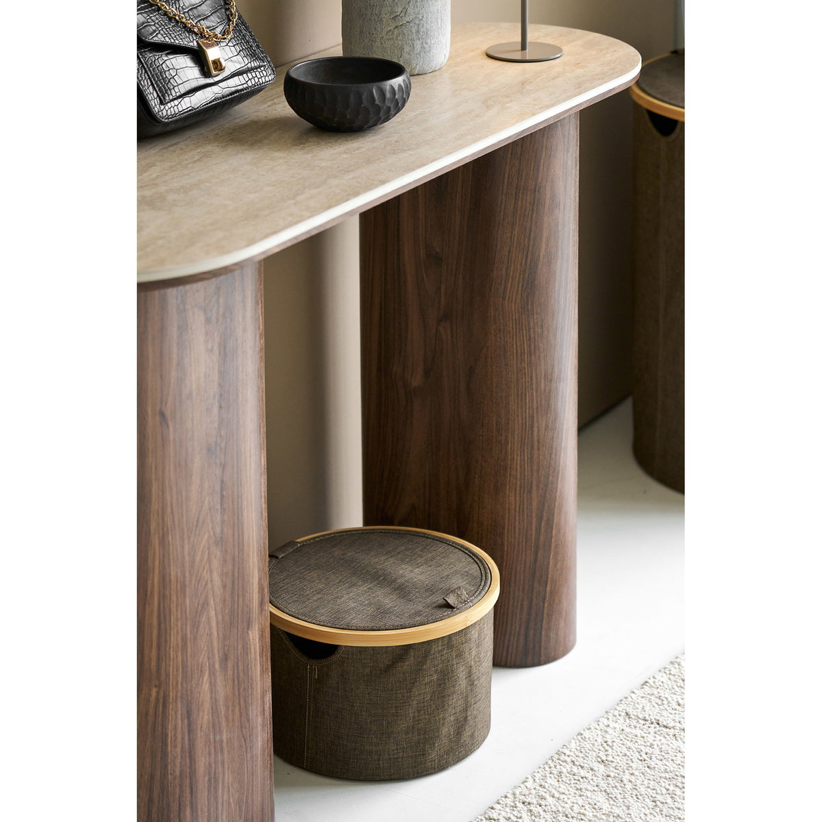 Sven Korb rund – Bambus/Textil Braun, ø 30 × 20 cm – Ansicht 6