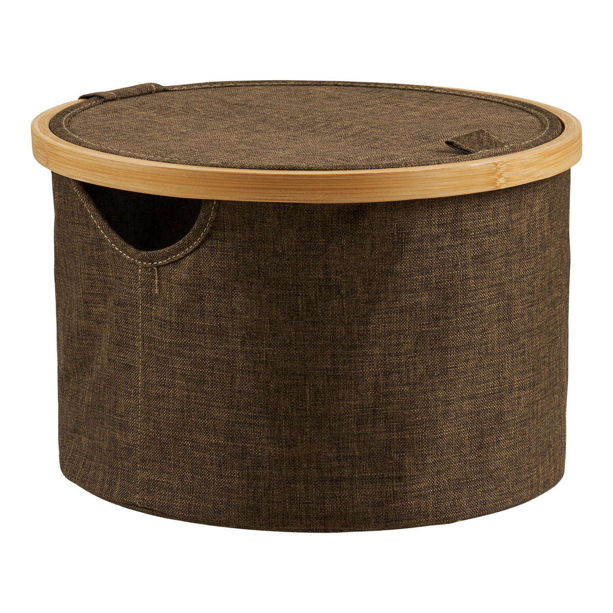 Sven Korb rund – Bambus/Textil Braun, ø 30 × 20 cm von Luiva Living