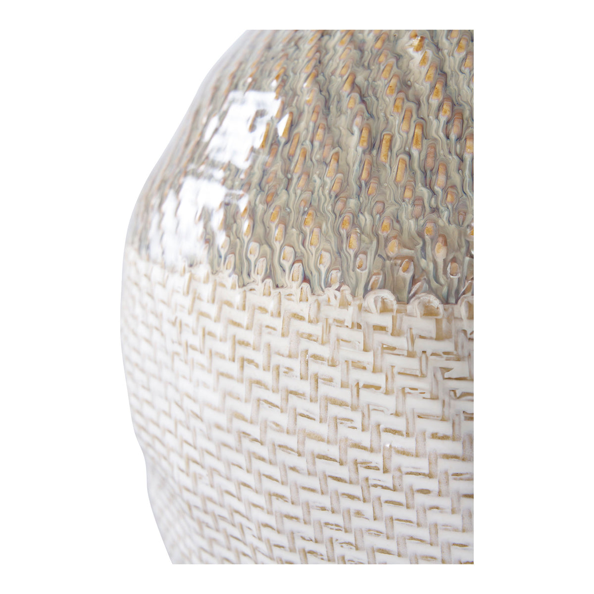 Vase – Keramik Weiß/Grün, ø 26 × 30,5 cm – Ansicht 3