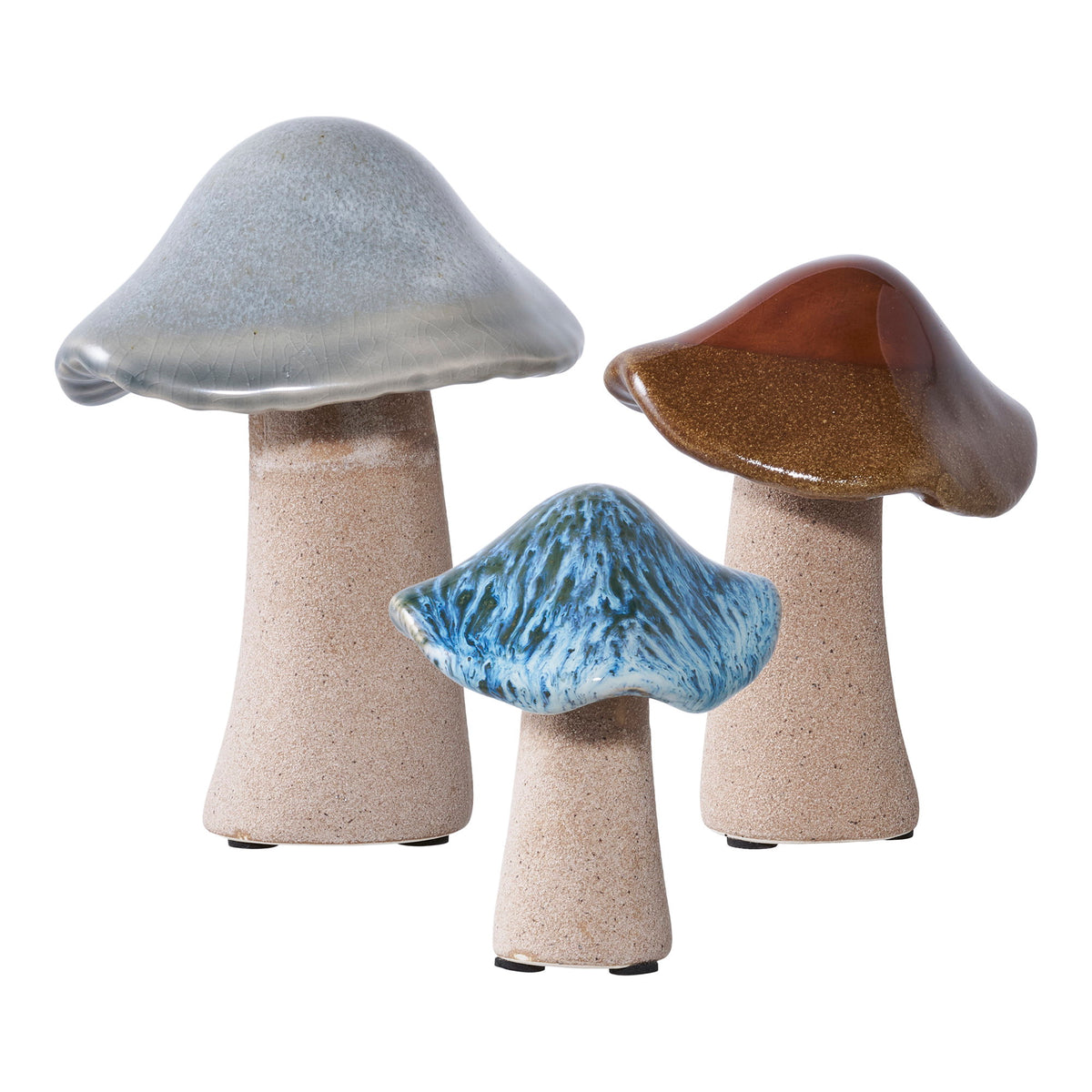 Deko-Pilz 3er-Set – Keramik Grün/Braun/Blau von Luiva Living