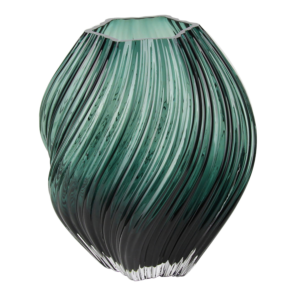 Vase – Glas, mundgeblasen Dunkelgrün, ø 19 × 23 cm von Luiva Living