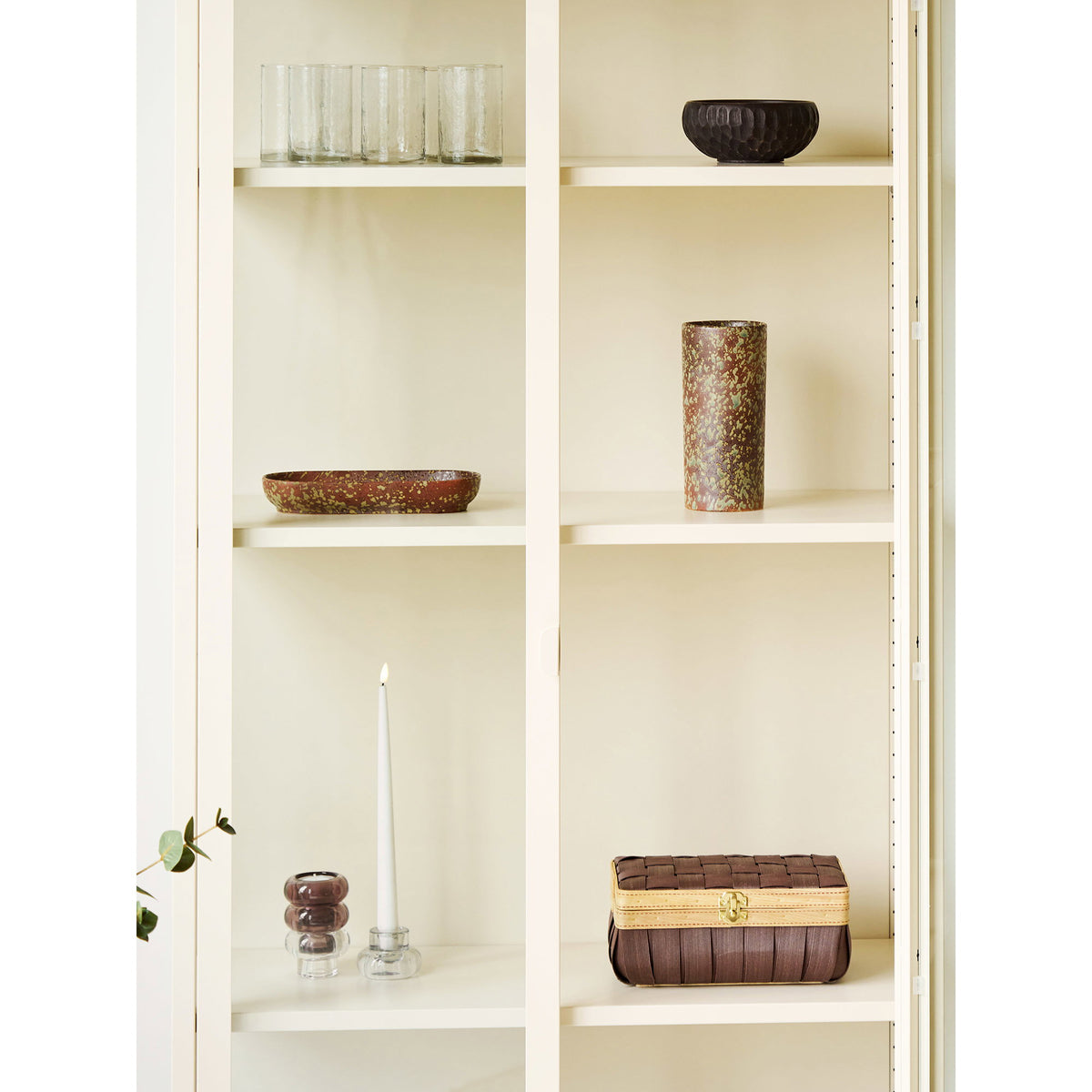 Vase – Keramik Dunkelbraun/Waldgrün, ø 9,5 × 20 cm – Ansicht 5