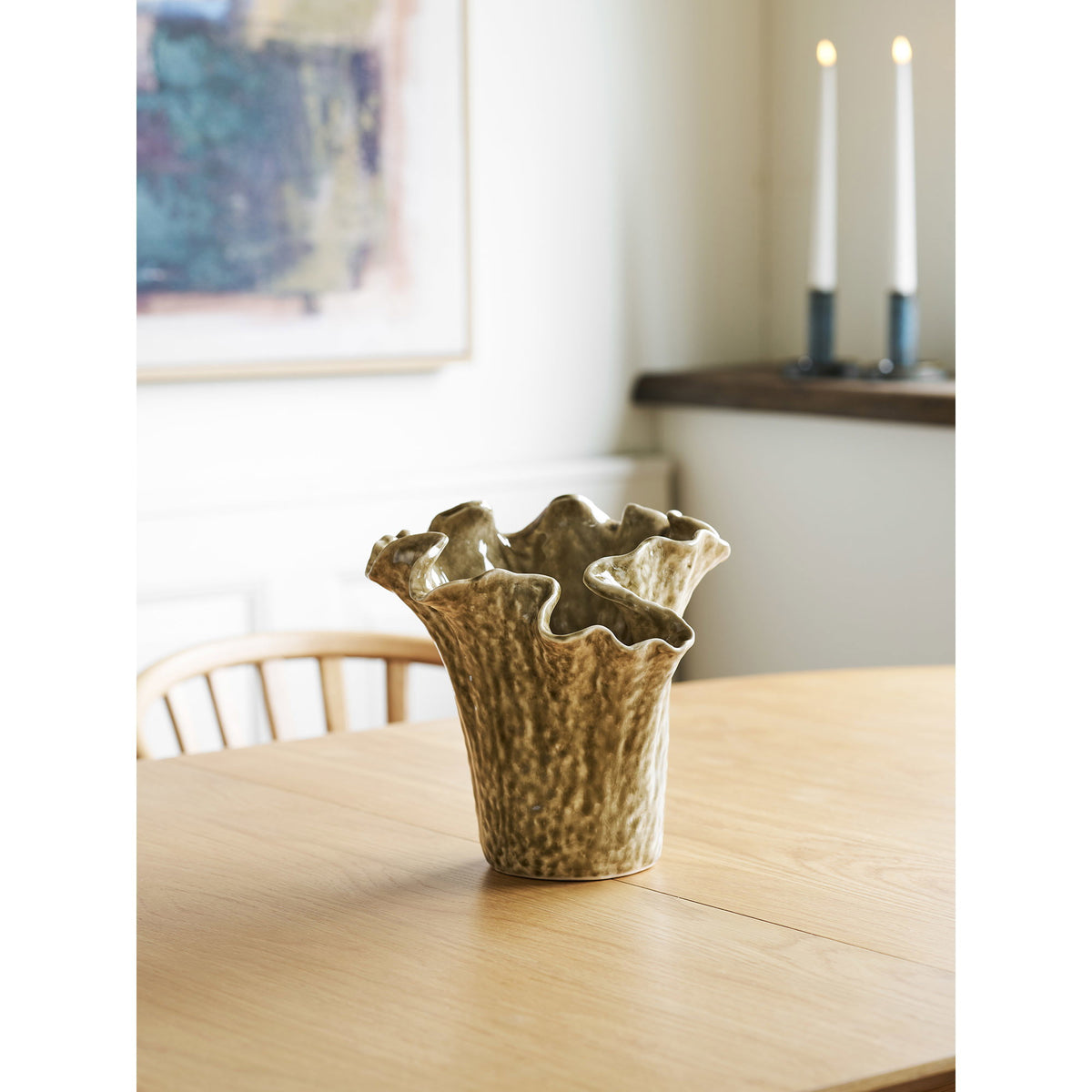 Vase – Keramik Dunkelsand, ø 22 × 23,5 cm – Ansicht 4