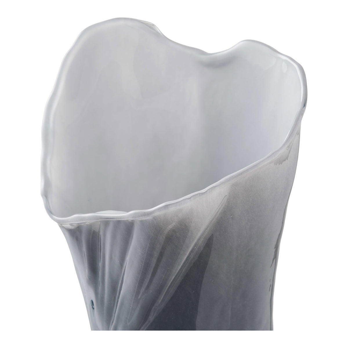 Vase – Glas, mundgeblasen Grau/Weiß, 13 × 12,5 × 24 cm – Ansicht 2