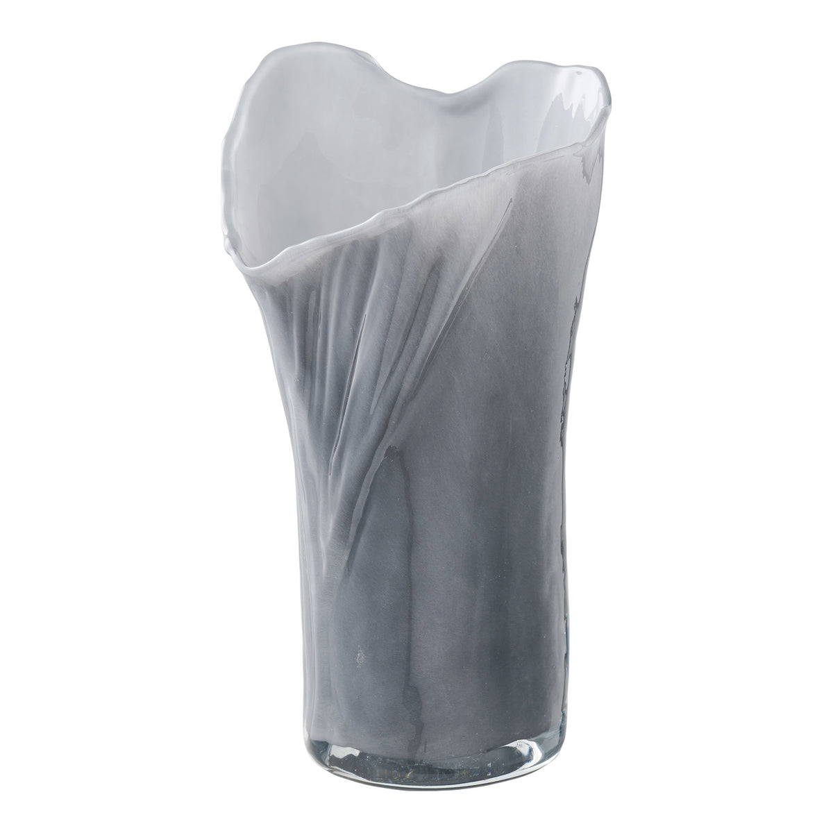 Vase – Glas, mundgeblasen Grau/Weiß, 13 × 12,5 × 24 cm von Luiva Living