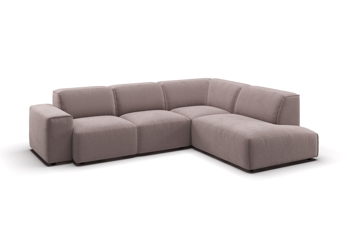Lund Ecksofa in L-Form in Feincord Altrosa, Ecke rechts