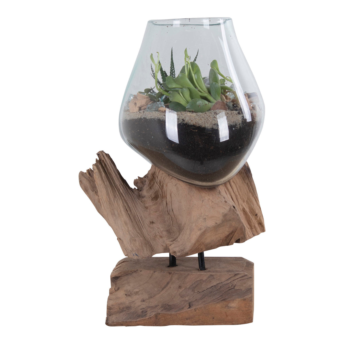 Inken Deko-Objekt in Tropfenform – Teak/Glas Natur, H 25 cm – Ansicht 3