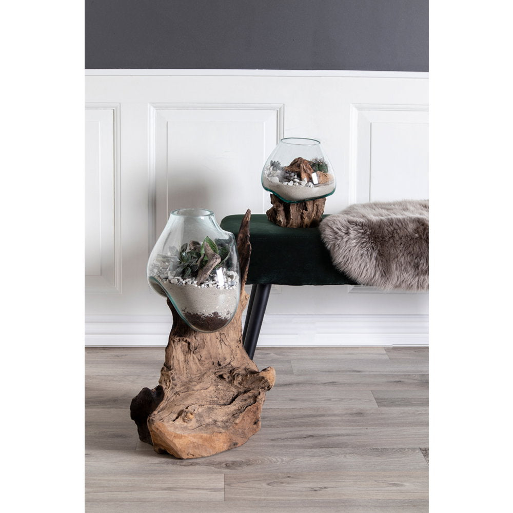 Inken Deko-Objekt in Tropfenform – Teak/Glas Natur, H 15–20 cm – Ansicht 8