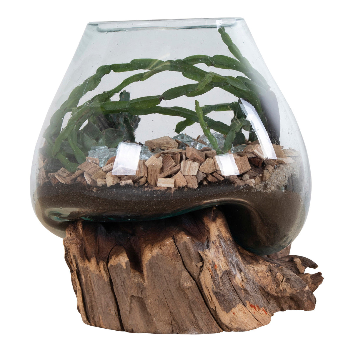 Inken Deko-Objekt in Tropfenform – Teak/Glas Natur, H 15–20 cm – Ansicht 3