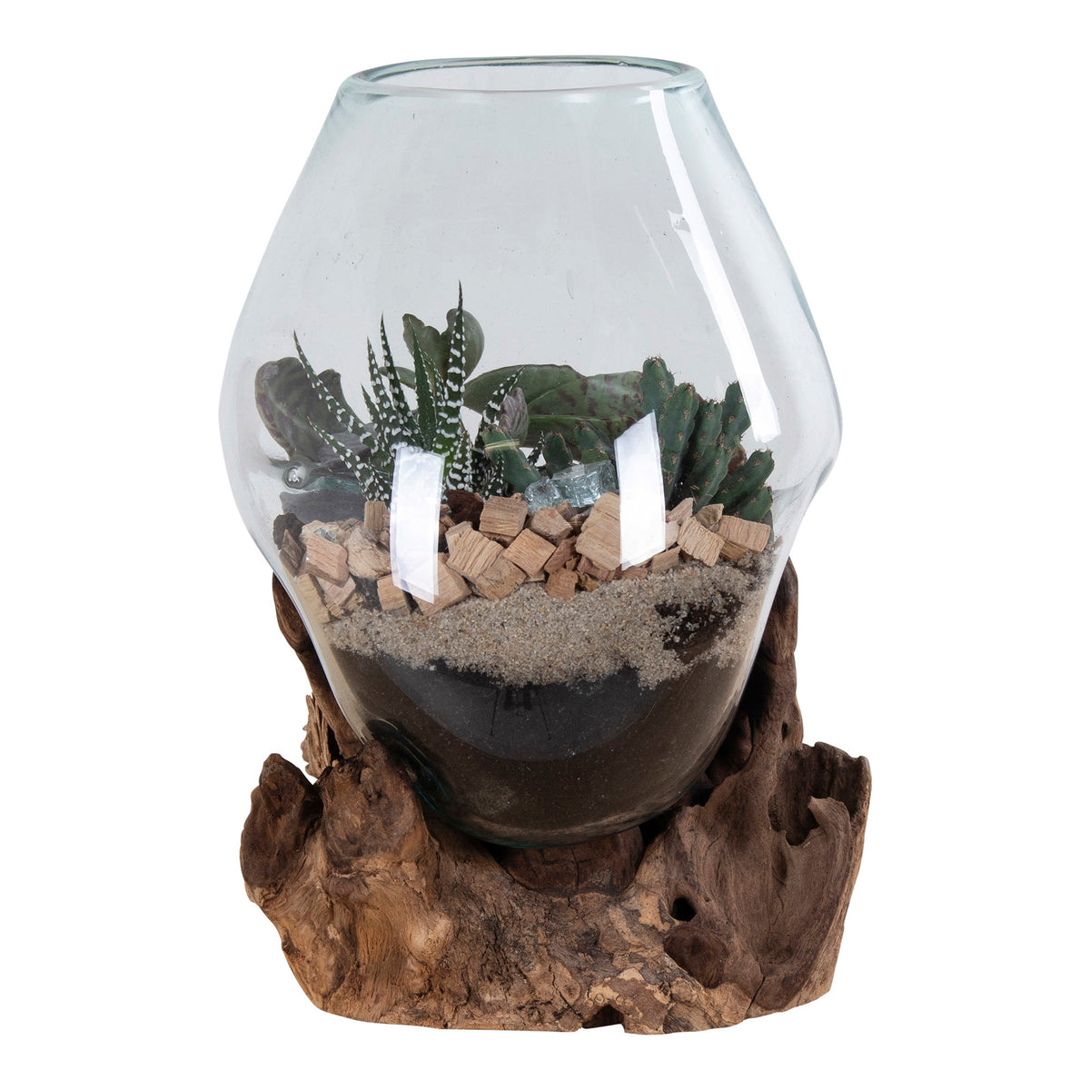 Inken Deko-Objekt in Tropfenform – Teak/Glas Natur, H 15–20 cm – Ansicht 5