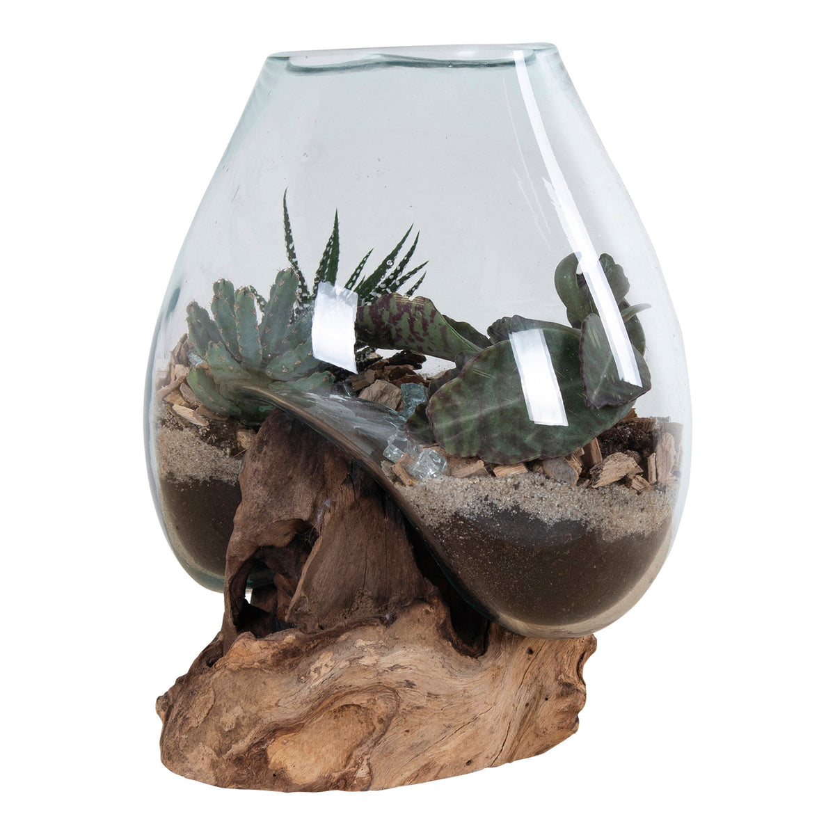 Inken Deko-Objekt in Tropfenform – Teak/Glas Natur, H 15–20 cm – Ansicht 7
