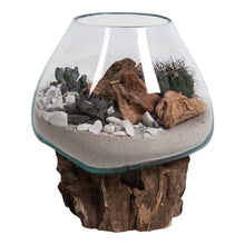 Inken Deko-Objekt in Tropfenform – Teak/Glas Natur, H 15–20 cm von Luiva Living
