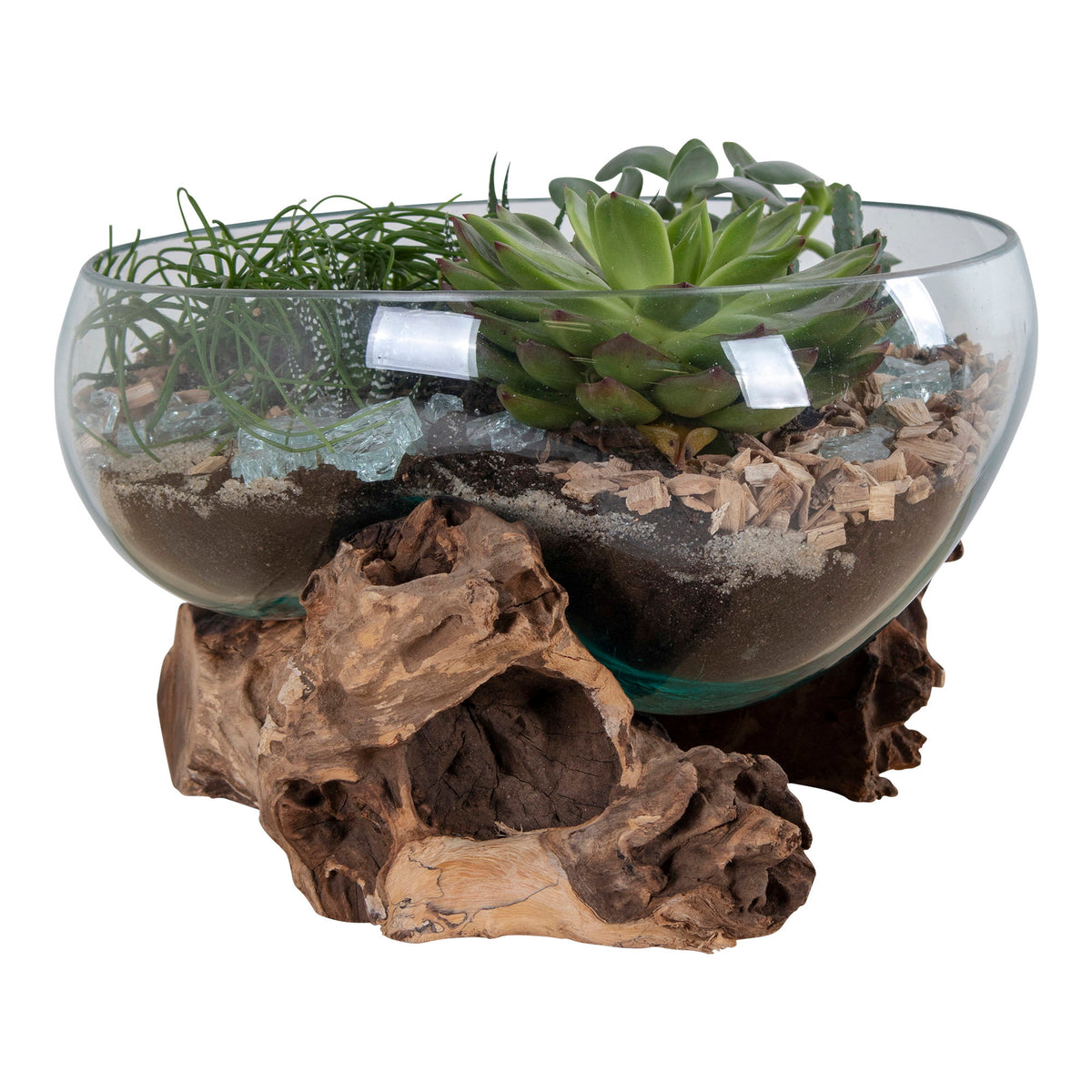 Inken Deko-Objekt in Tropfenform – Teak/Glas Natur, H 20 cm – Ansicht 2