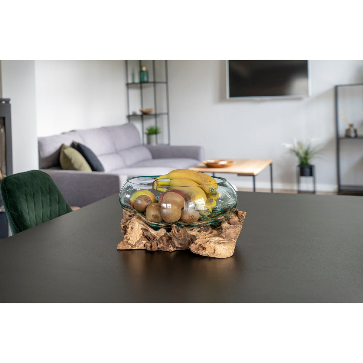 Inken Deko-Objekt in Tropfenform – Teak/Glas Natur, H 20 cm – Ansicht 4
