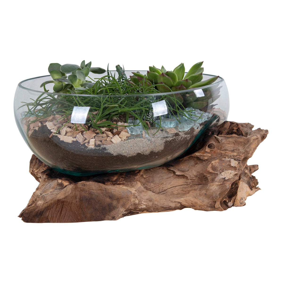 Inken Deko-Objekt in Tropfenform – Teak/Glas Natur, H 20 cm – Ansicht 3