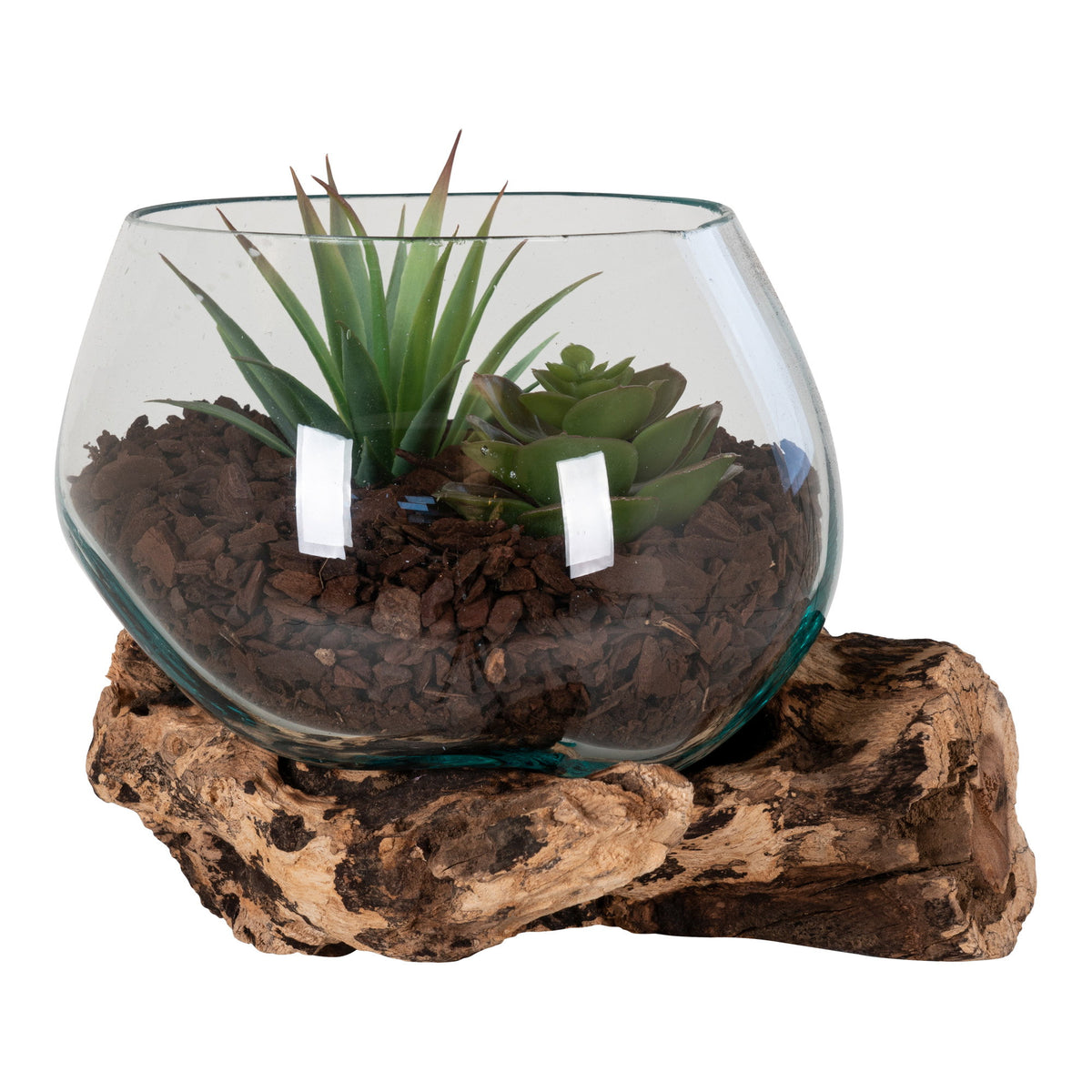Inken Deko-Objekt in Tropfenform – Teak/Glas Natur, H 15 cm – Ansicht 2