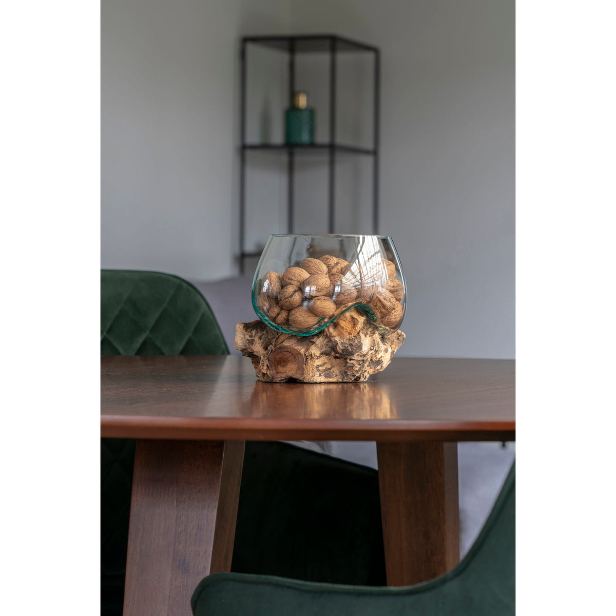 Inken Deko-Objekt in Tropfenform – Teak/Glas Natur, H 15 cm – Ansicht 4