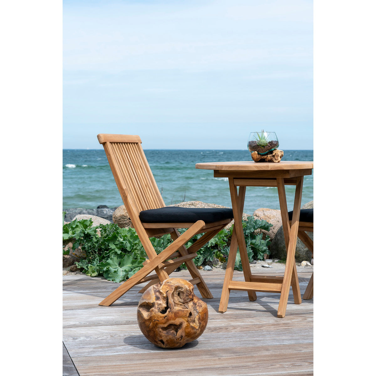 Inken Deko-Objekt in Tropfenform – Teak/Glas Natur, H 15 cm – Ansicht 5