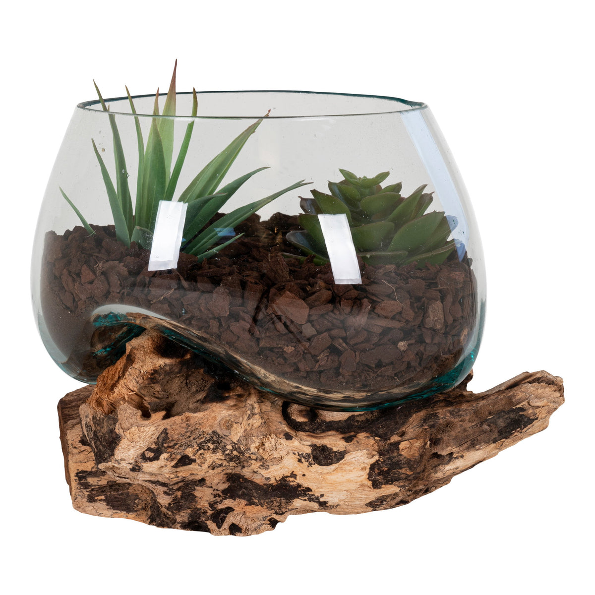 Inken Deko-Objekt in Tropfenform – Teak/Glas Natur, H 15 cm von Luiva Living