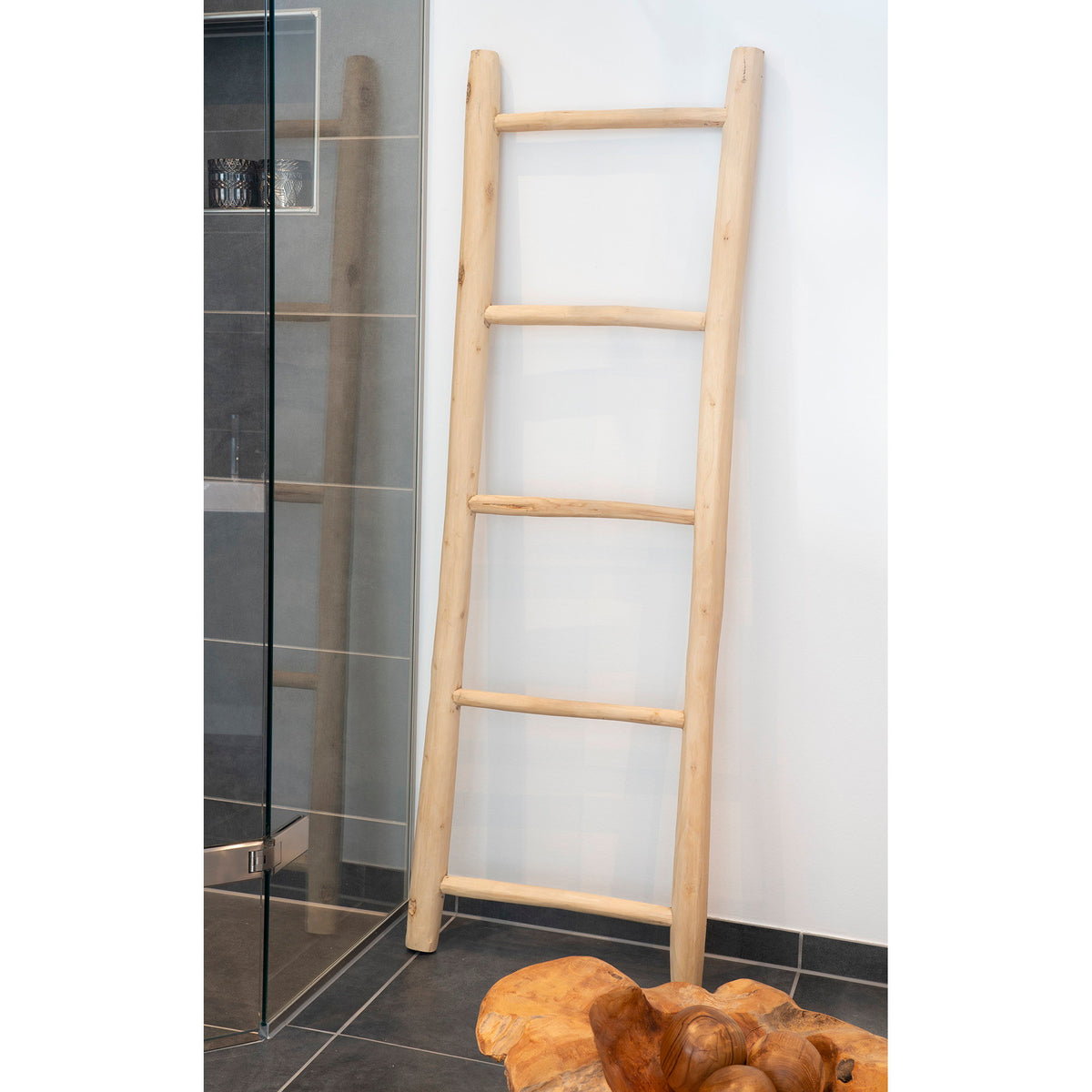 Deko-Leiter – Teak Natur, 50 × 150 cm – Ansicht 7