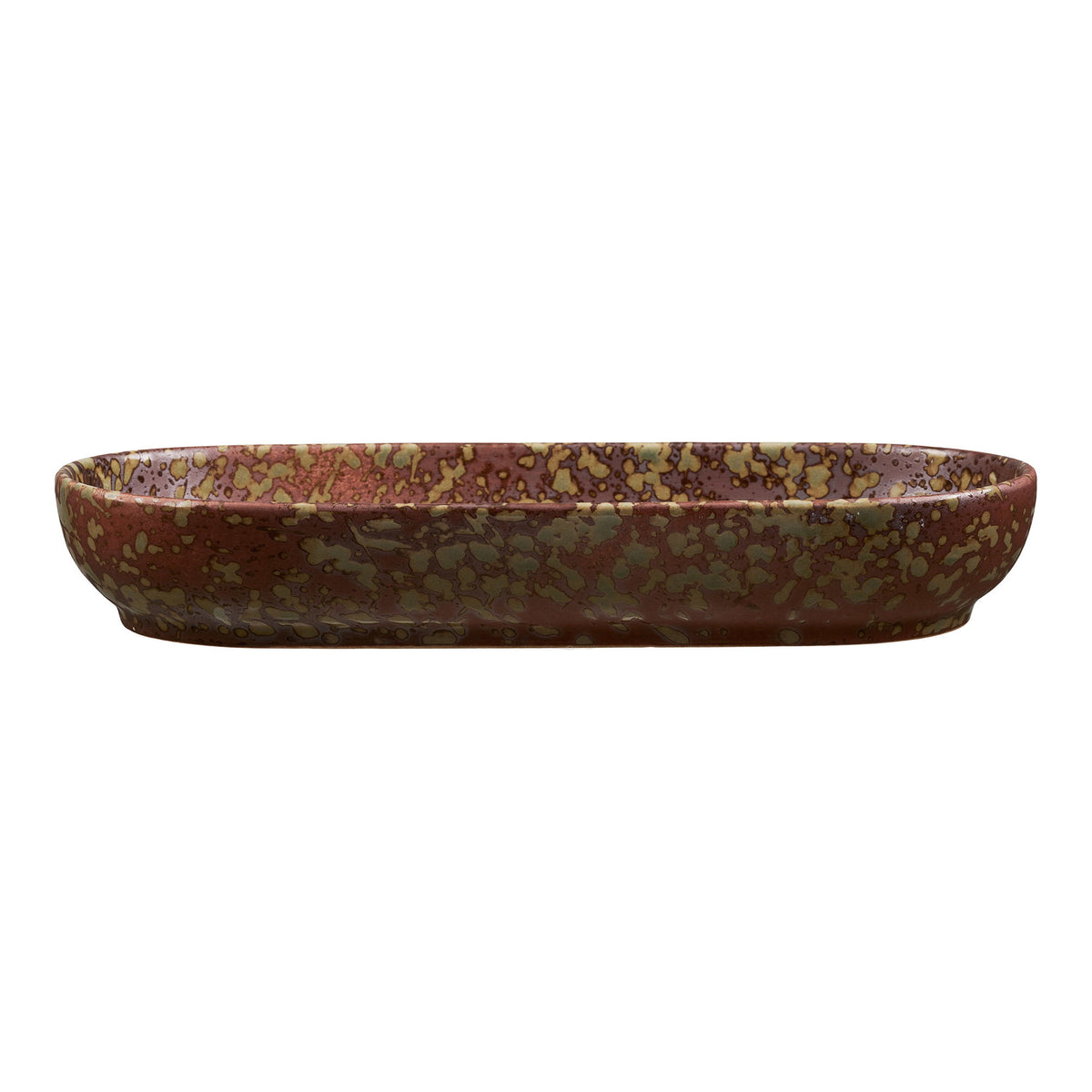 Tablett – Keramik Dunkelbraun/Dunkelgrün, 11 × 23,5 × 3,5 cm – Ansicht 2